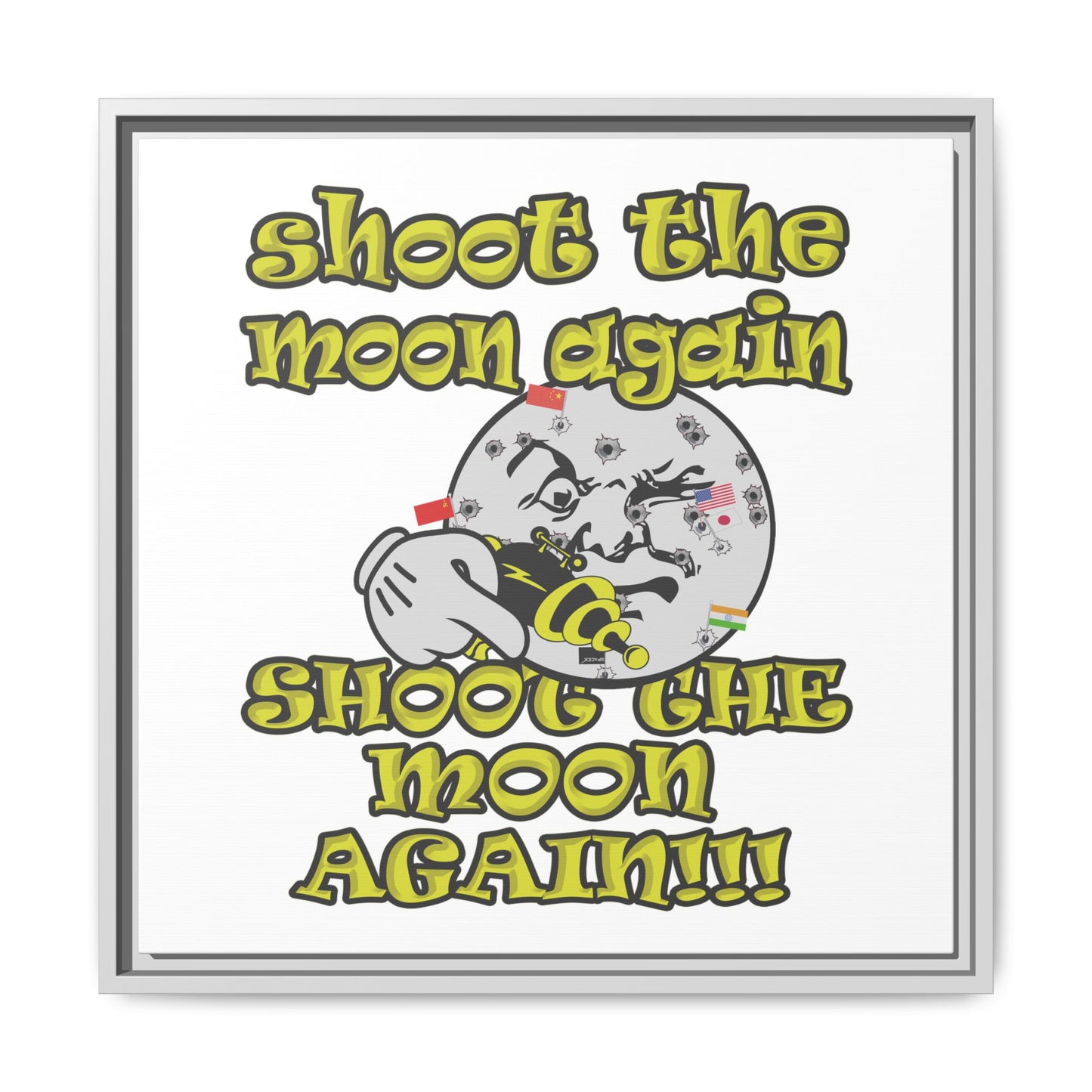 shoot the moon again - framed canvas art (white)