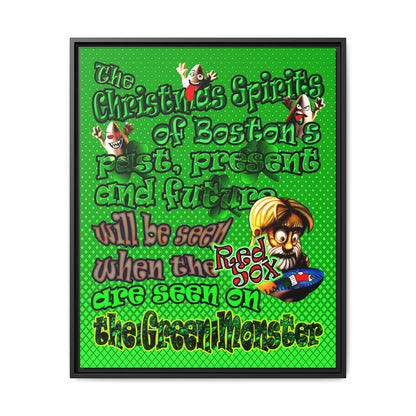 christmas spirits of boston - framed canvas art (logo green)