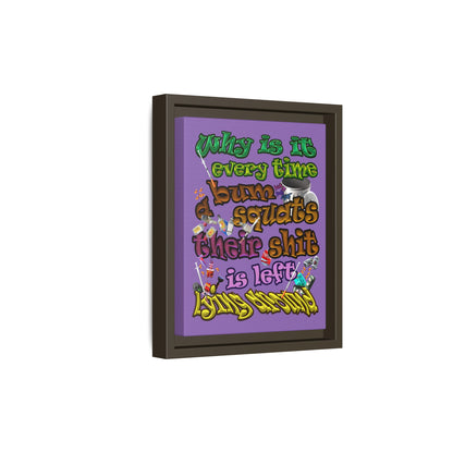 the bum's shit - framed canvas art (light purple)