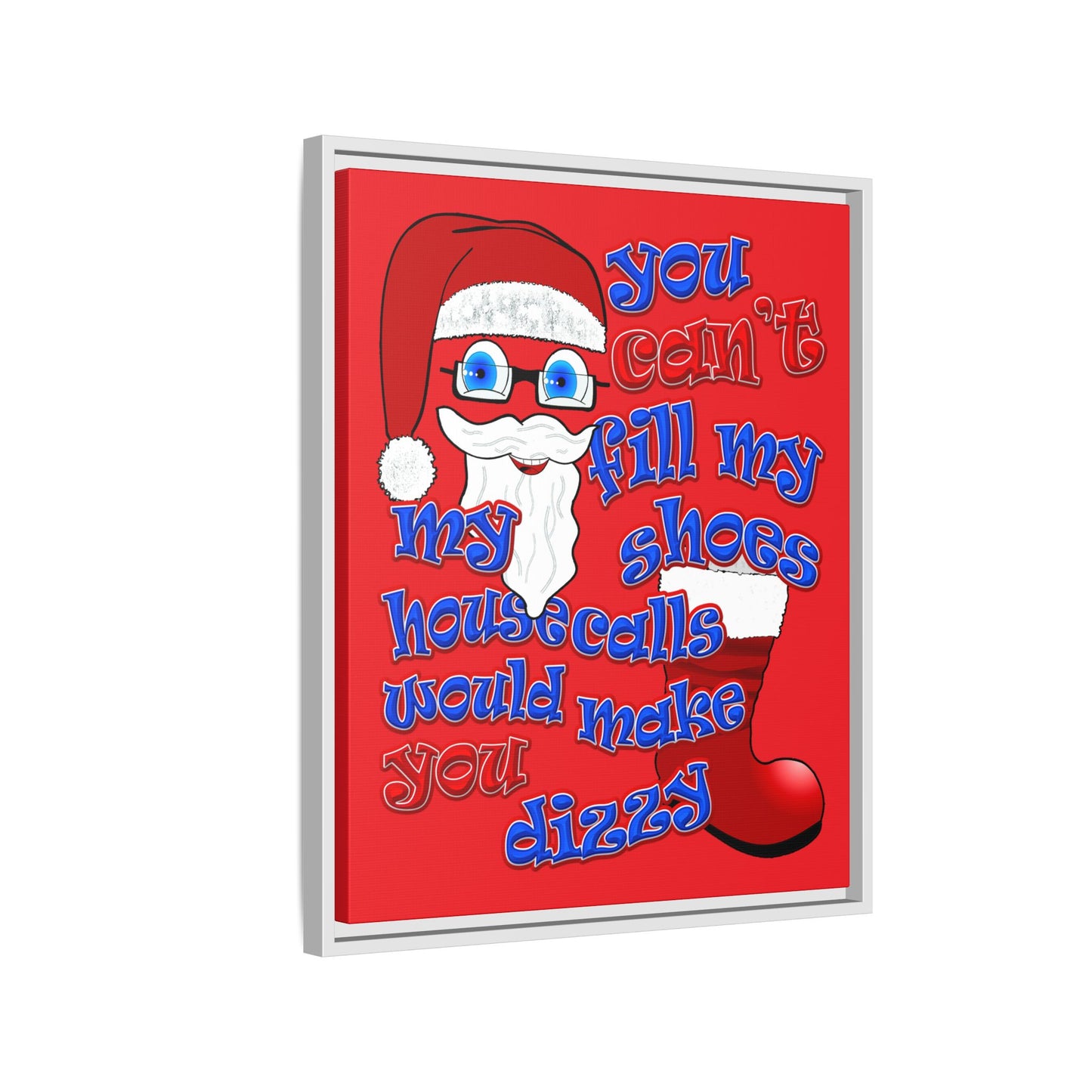 santa's shoes - framed canvas art (red)