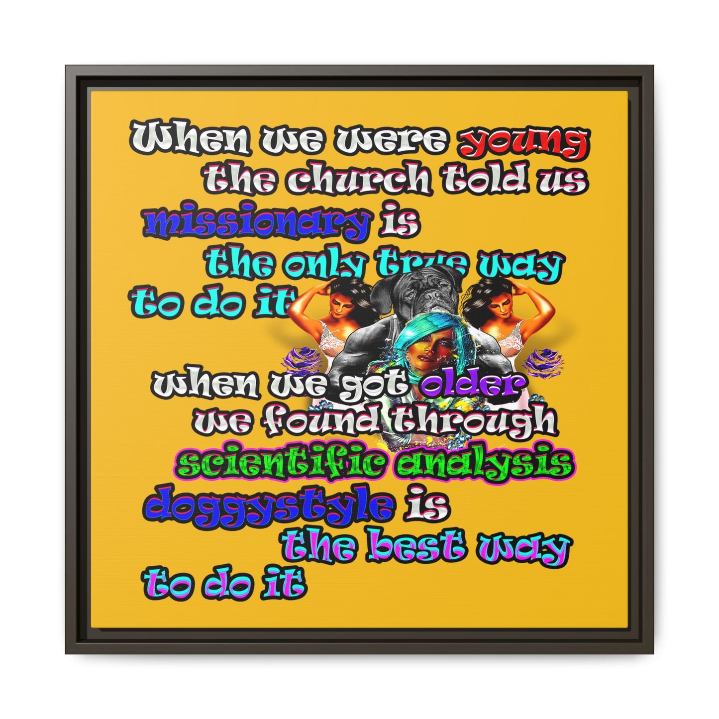 doggystyle - framed canvas art (yellow)