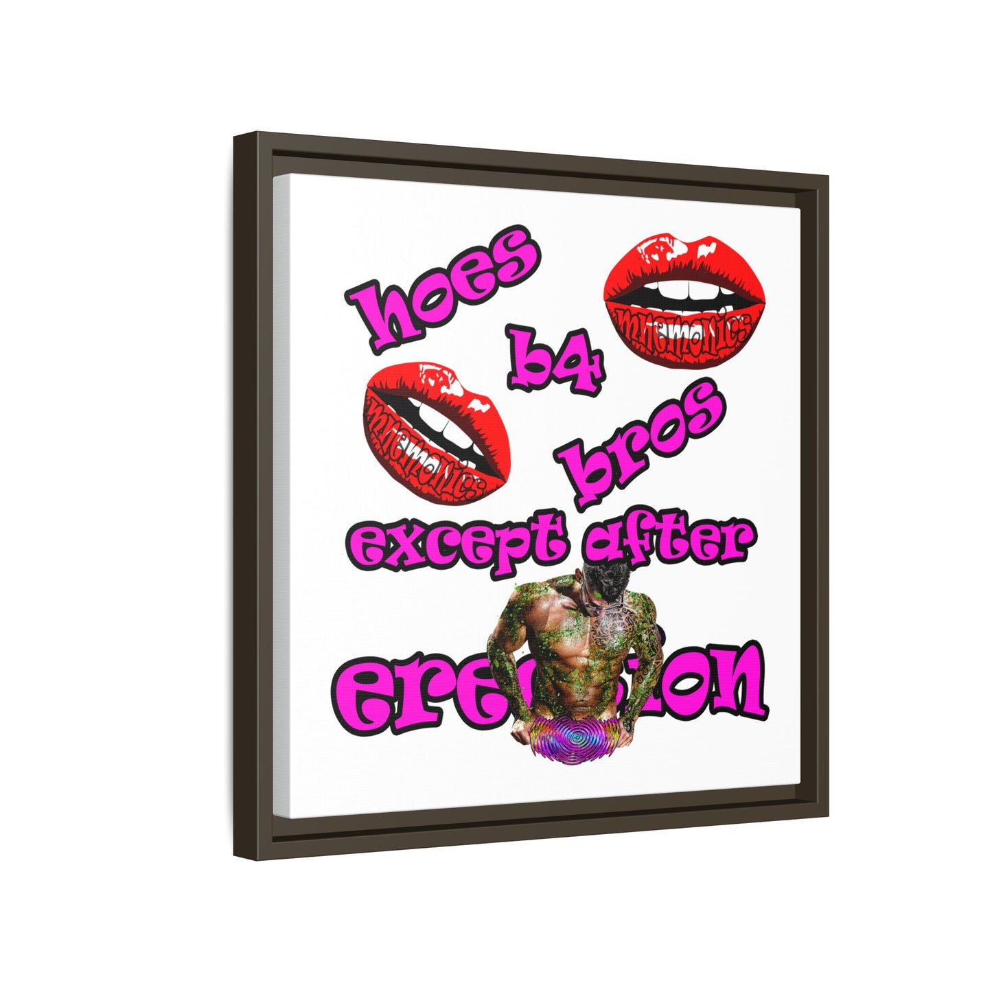 hoes b4 bros - framed canvas art (white)