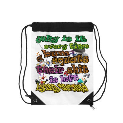 the bum's shit - Drawstring Bag (white)