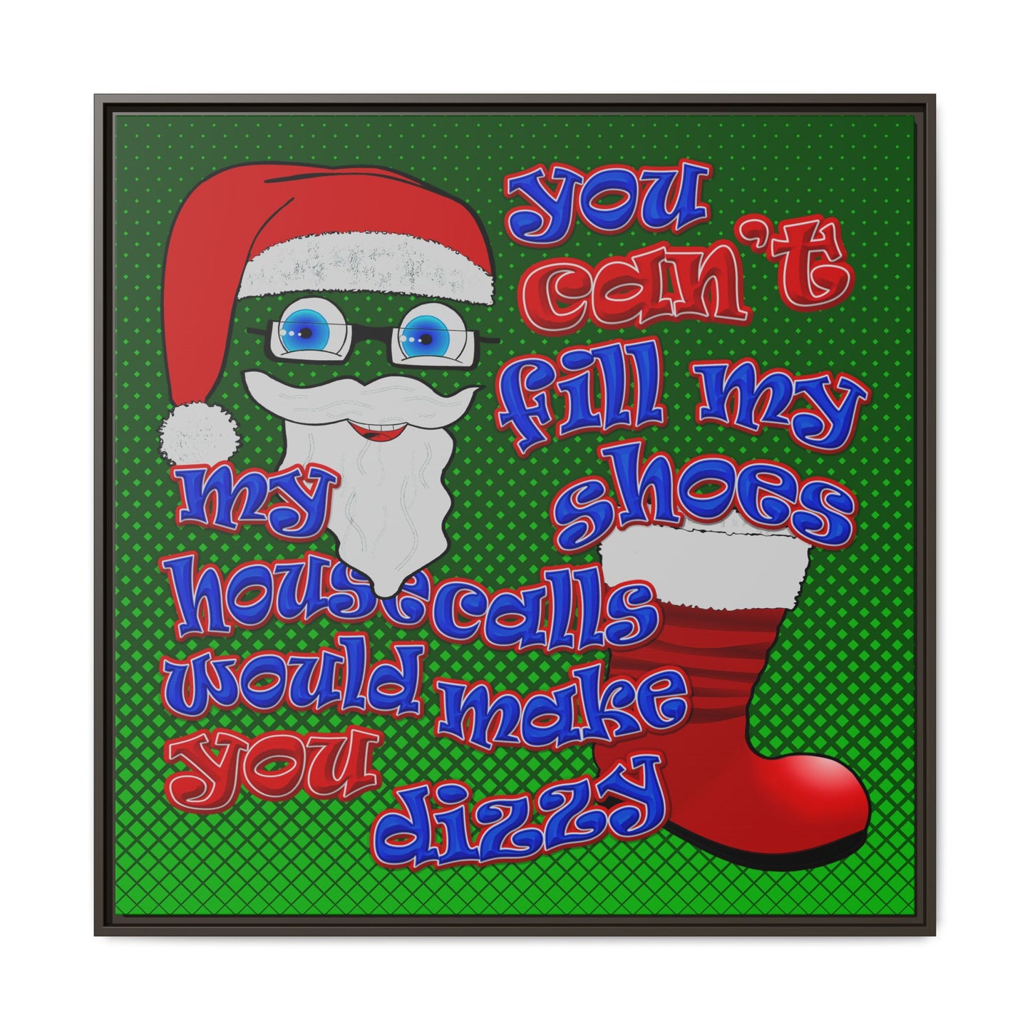 santa's shoes - framed canvas art (logo green)