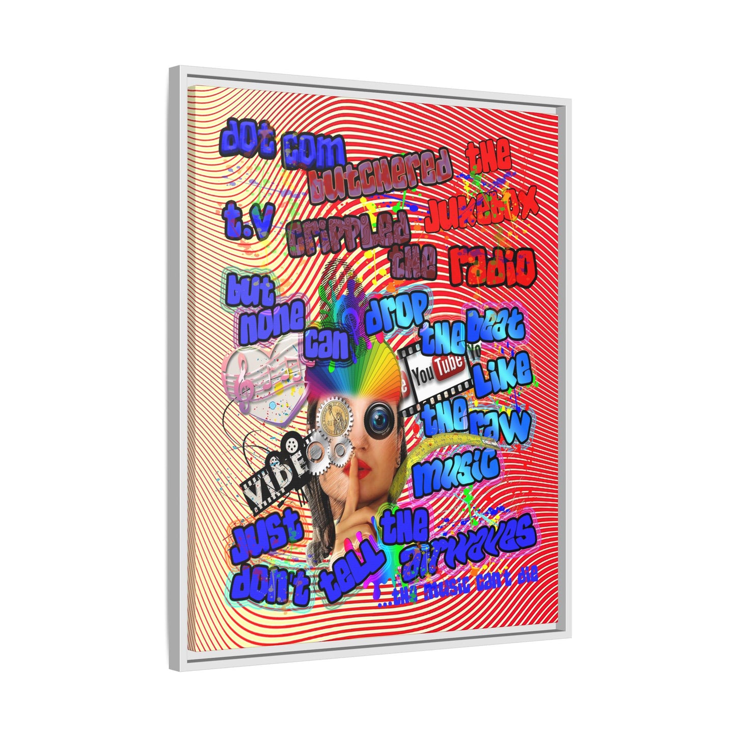 drop the beat - framed canvas art (yellow-orange wave)