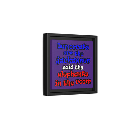 donkeys and elephants - framed canvas art (purple)