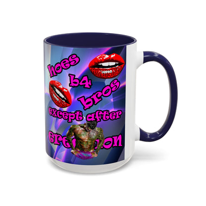 hoes b4 bros - Accent Mug (grey-pink wave)