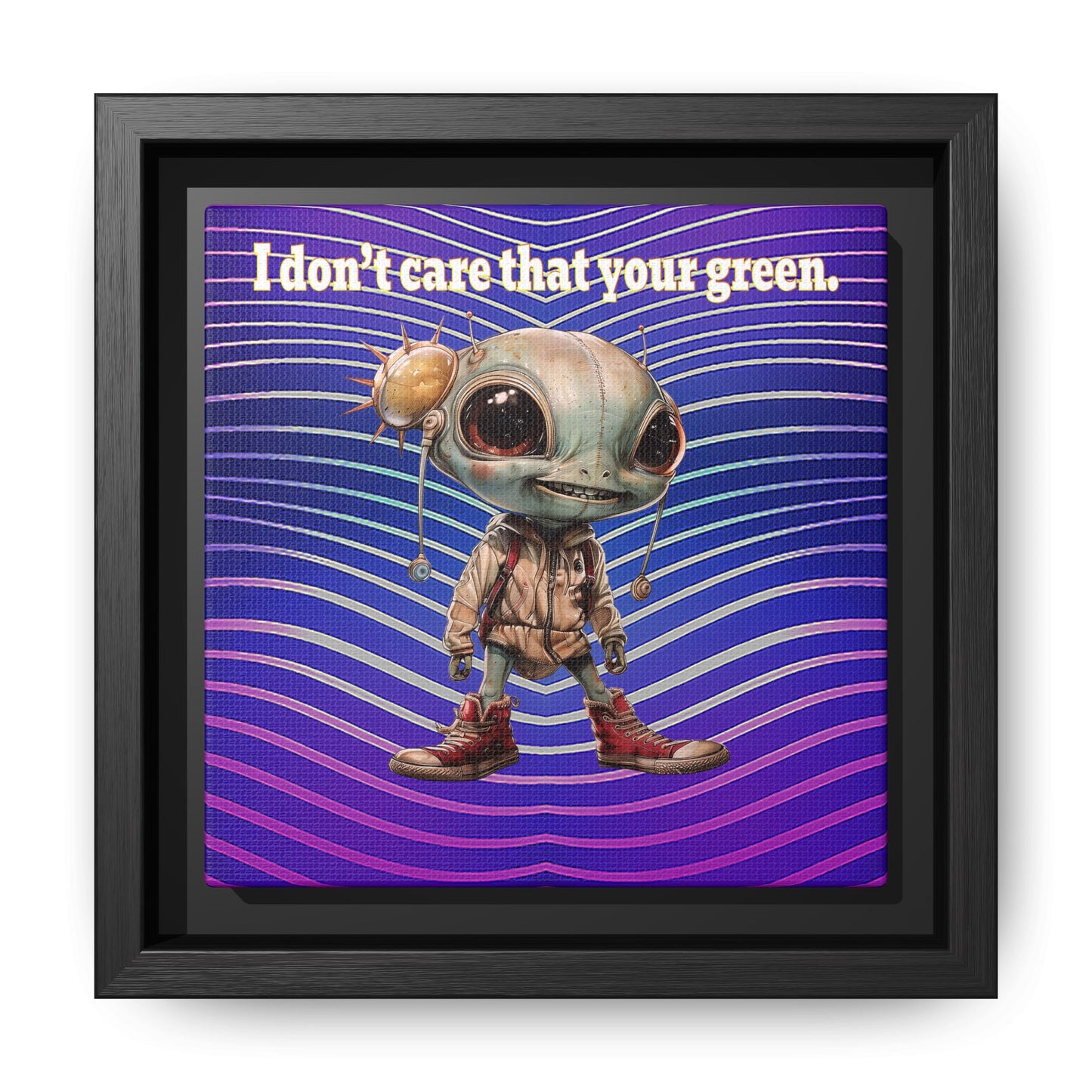 I don't care that your green - framed canvas art (purple wave)