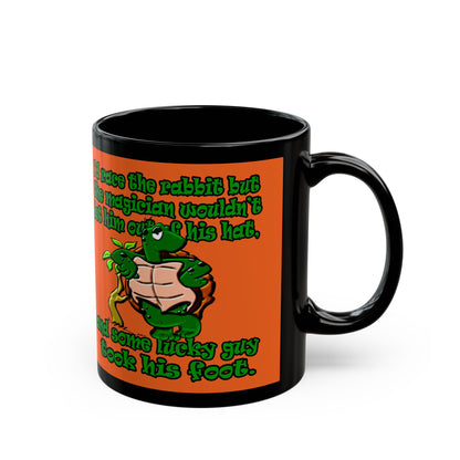 turtle race - Black Mug (orange)