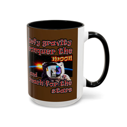 defy conquer reach - Accent Mug (brown)