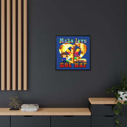 love peace - framed canvas art (dark blue)