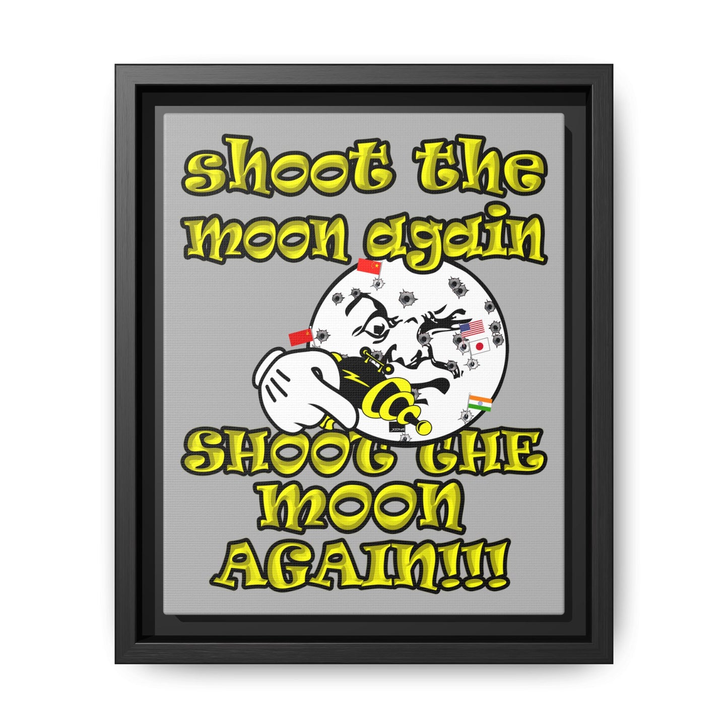 shoot the moon again - framed canvas art (light grey)