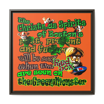 christmas spirits of boston - framed canvas art (orange)
