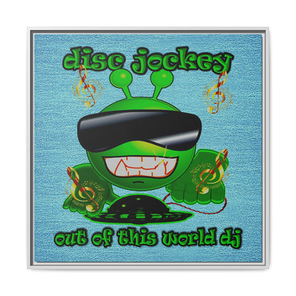 disc jockey - framed canvas art (faded blue)