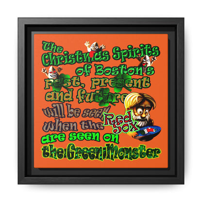 christmas spirits of boston - framed canvas art (orange)