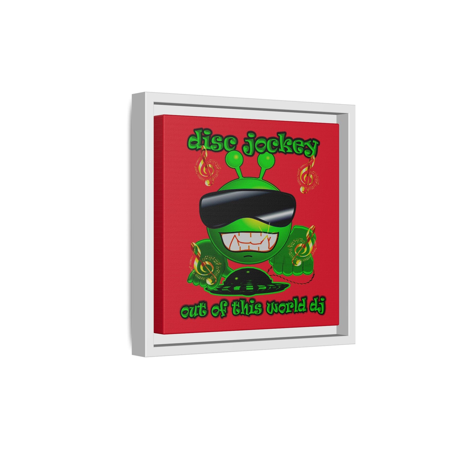 disc jockey - framed canvas art (dark red)