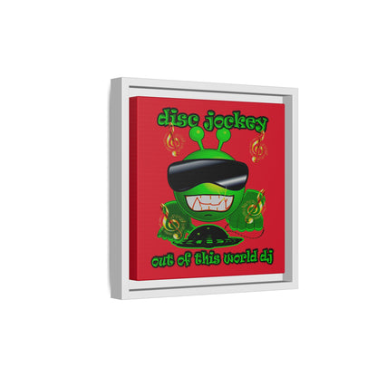 disc jockey - framed canvas art (dark red)