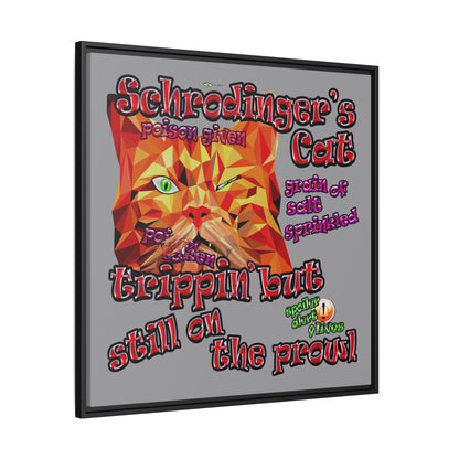 schrodinger's cat - framed canvas art (grey)