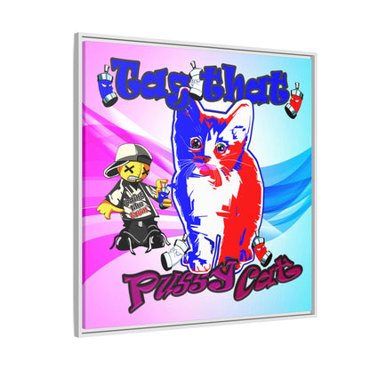 tag that - framed canvas art (light blue-pink wave)