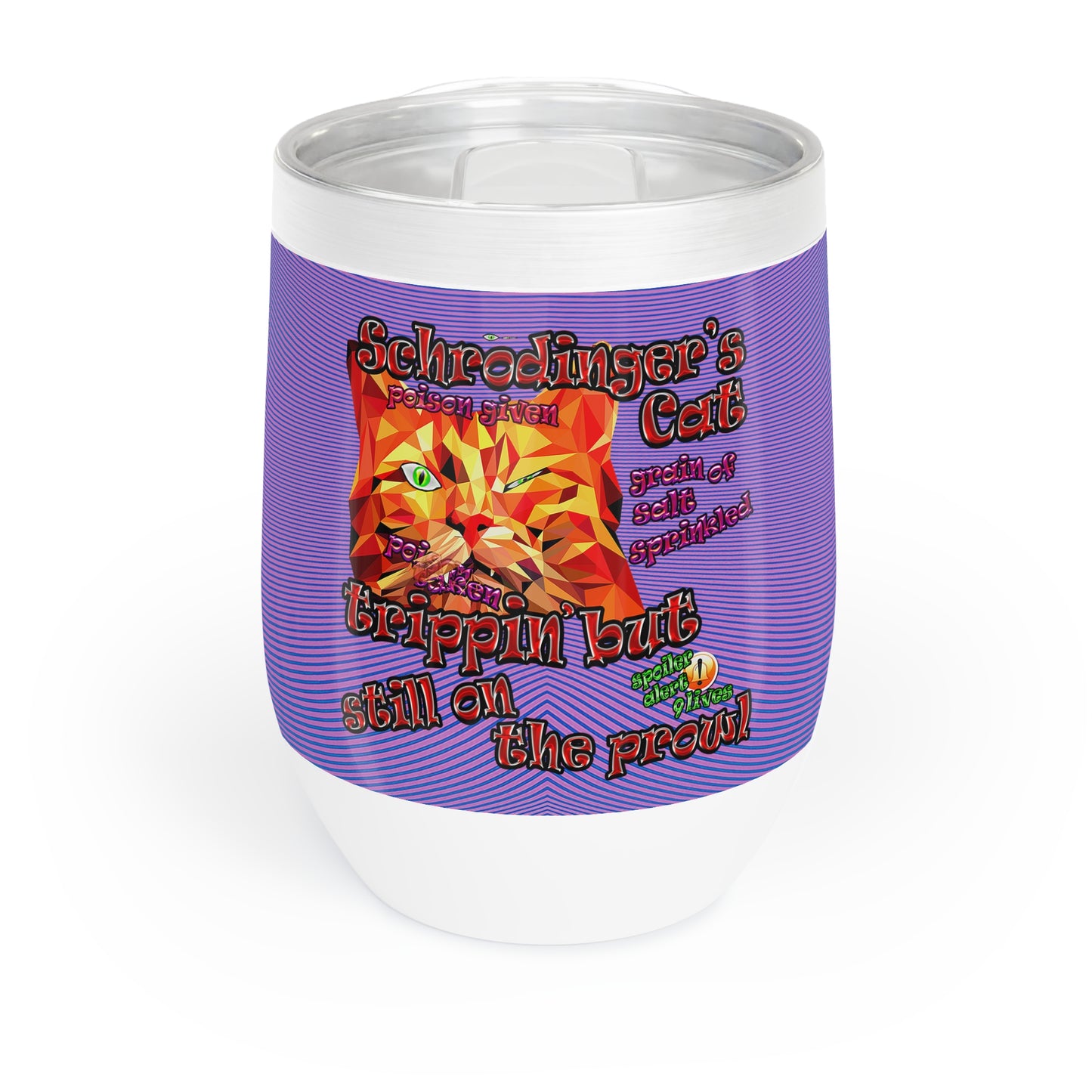 schrodinger's cat - Chill Wine Tumbler (light blue-purple wave)