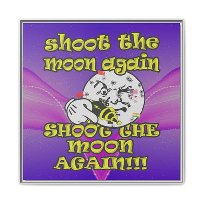 shoot the moon again - framed canvas art (purple-pink wave)