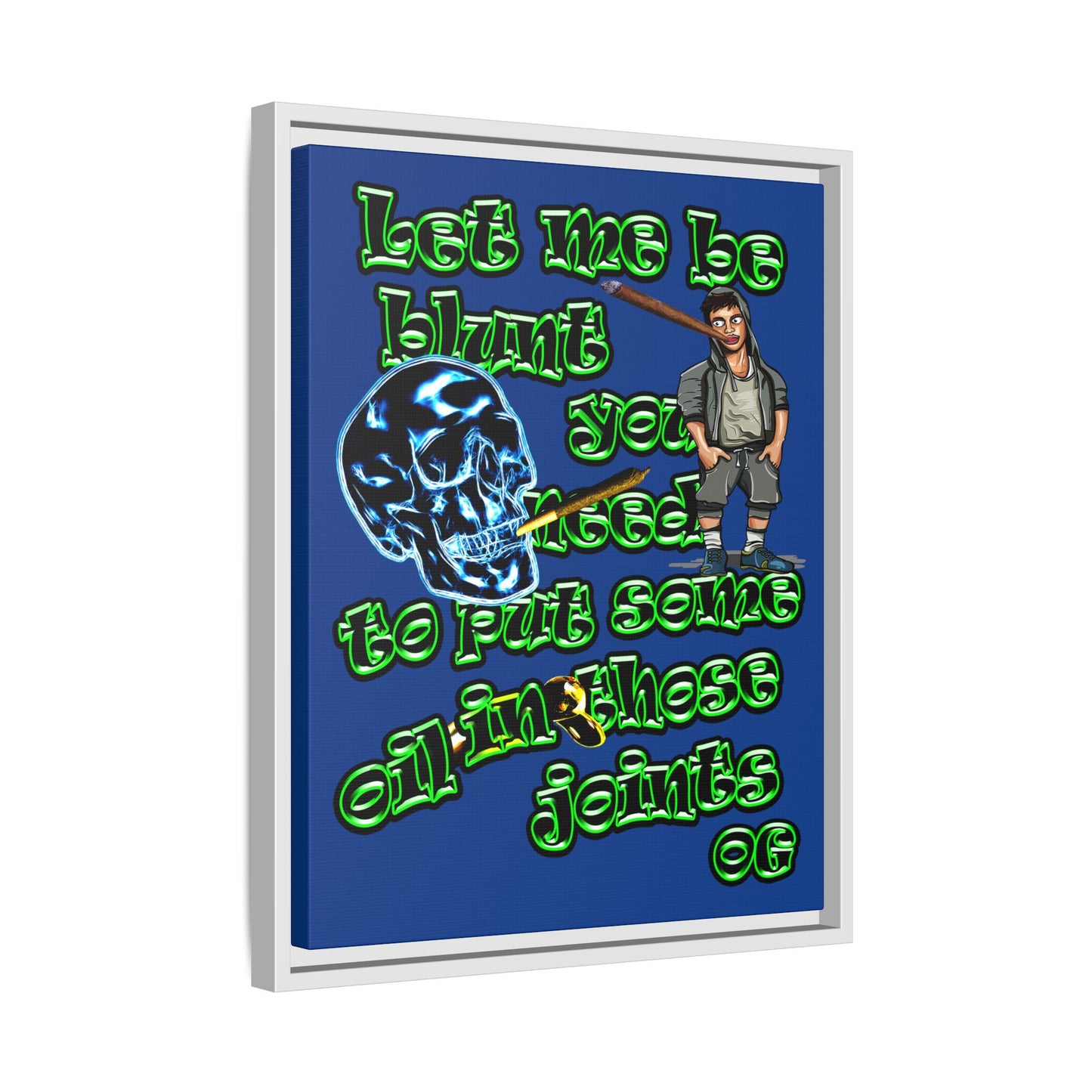og - framed canvas art (dark blue)