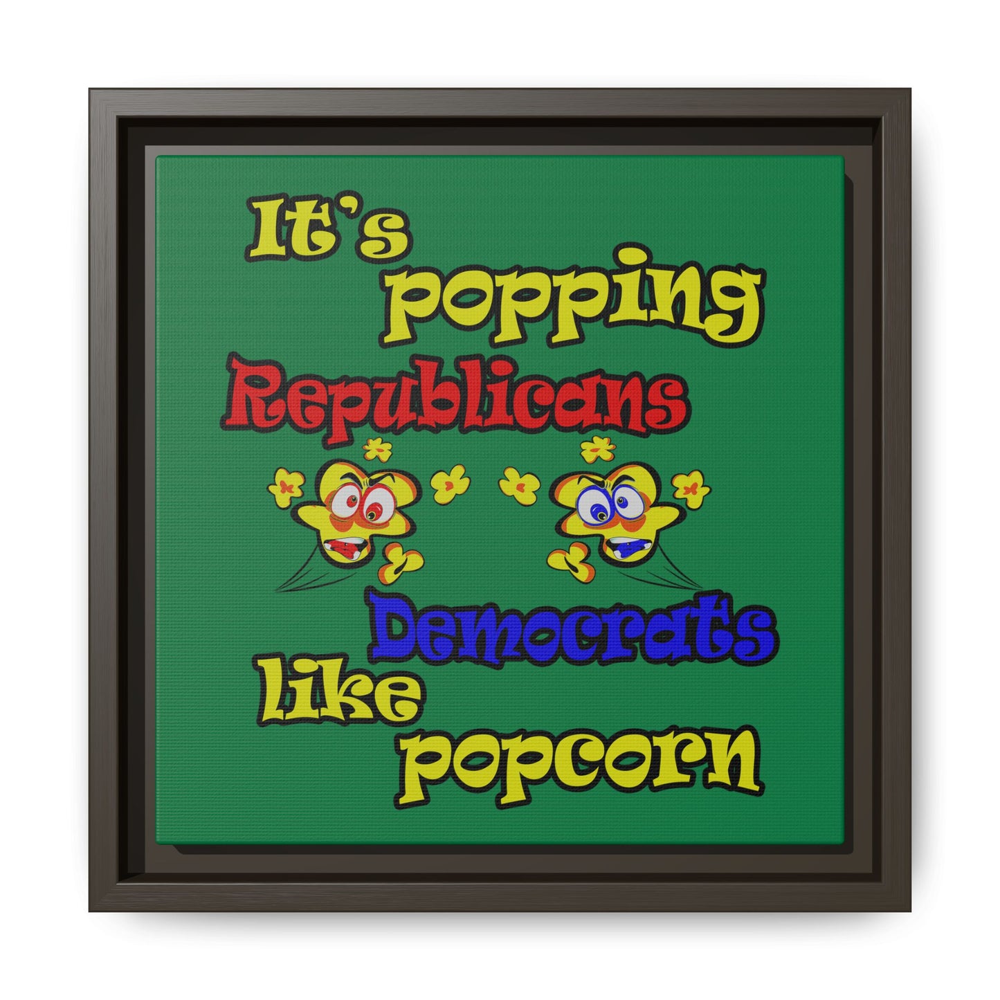 popping like popcorn - framed canvas art (dark green)