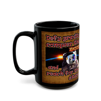 defy conquer reach - Black Mug (brown papyrus)