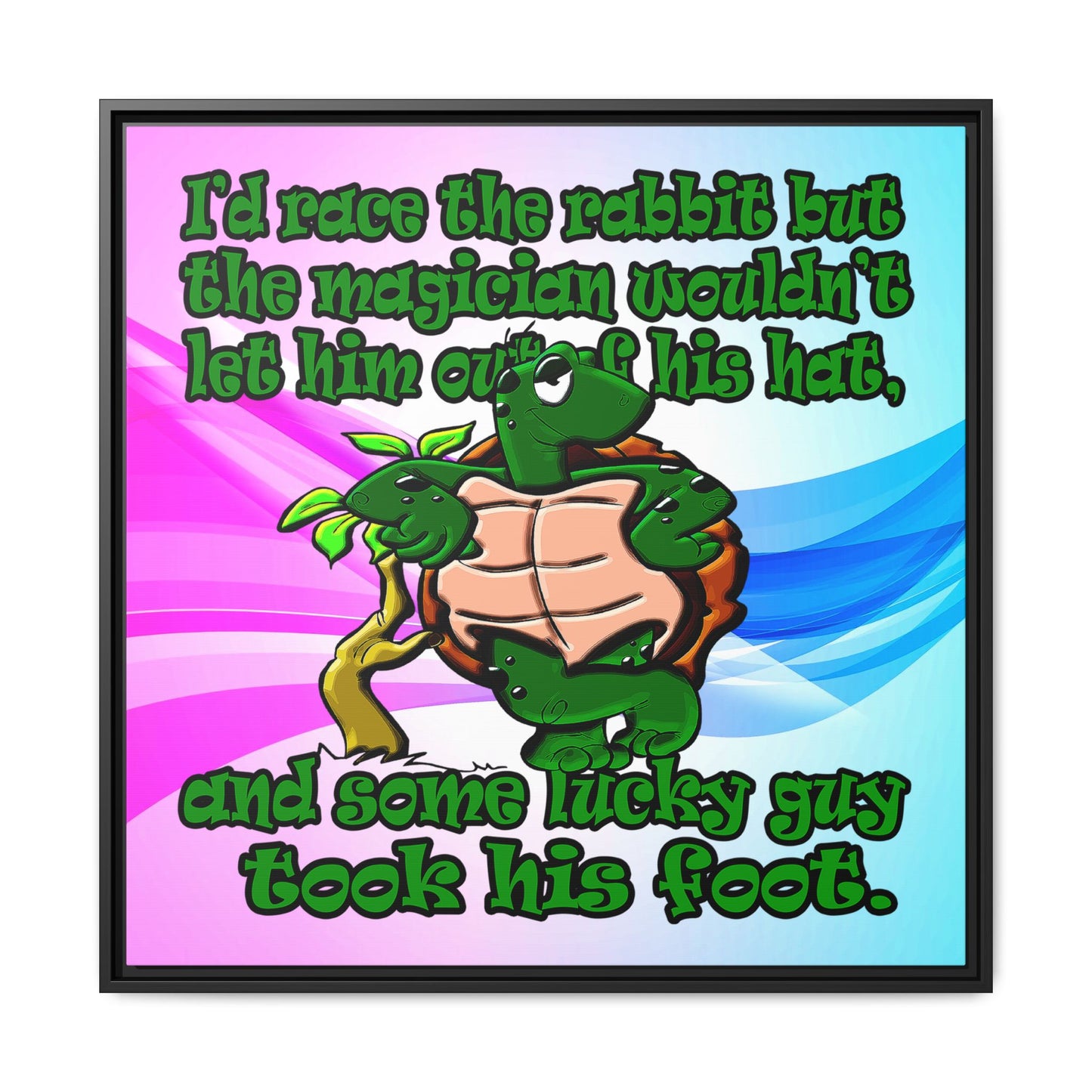 turtle race - framed canvas art (light blue-pink wave)