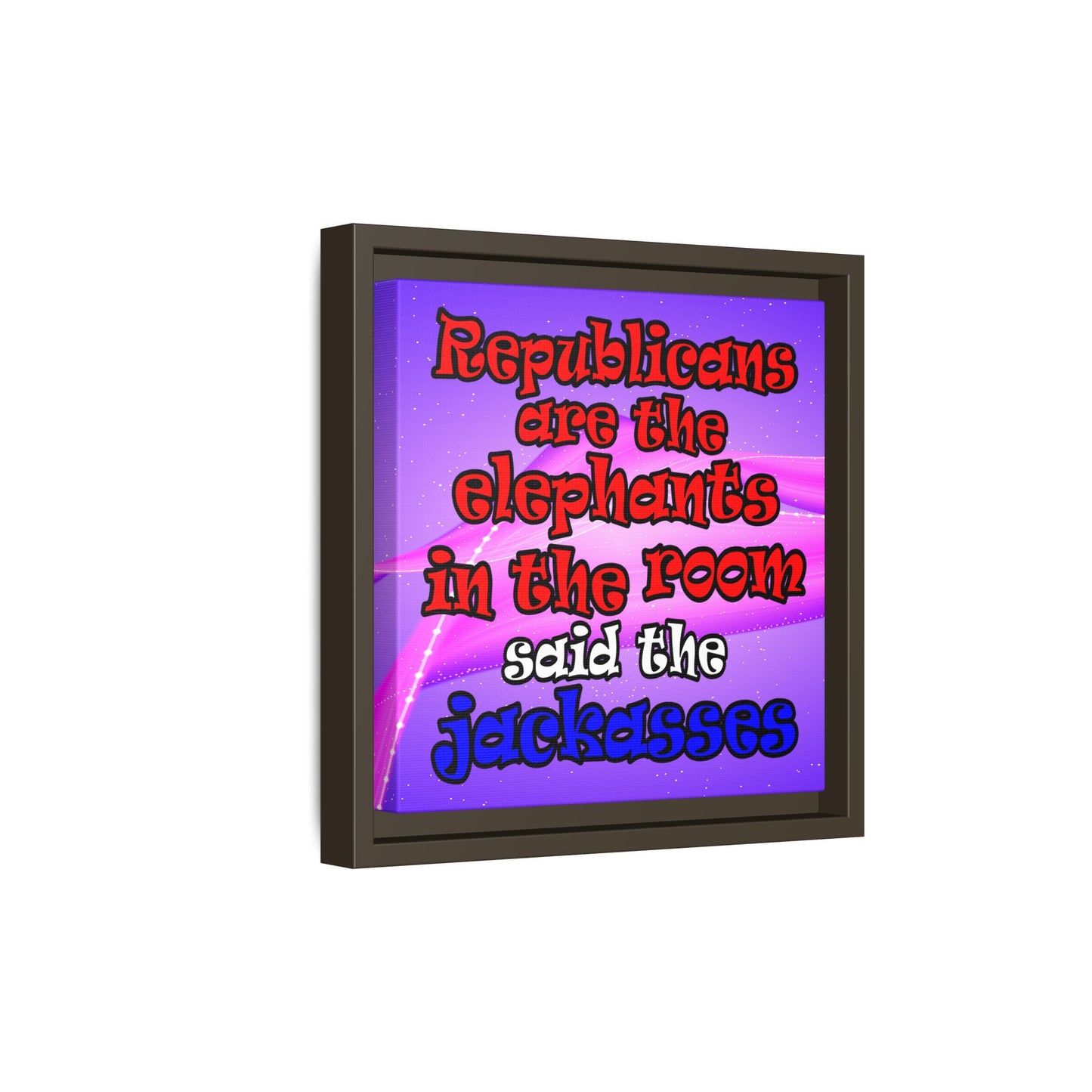 donkeys and elephants - framed canvas art (purple-pink wave)