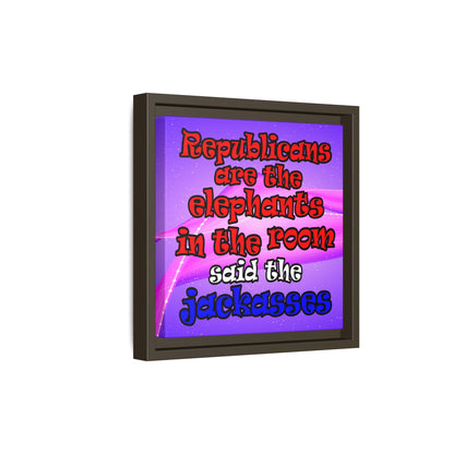 donkeys and elephants - framed canvas art (purple-pink wave)