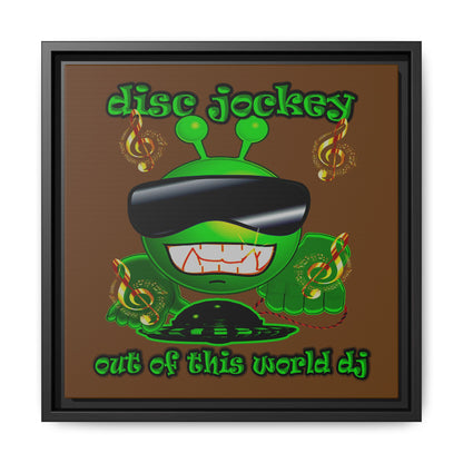 disc jockey - framed canvas art (brown)