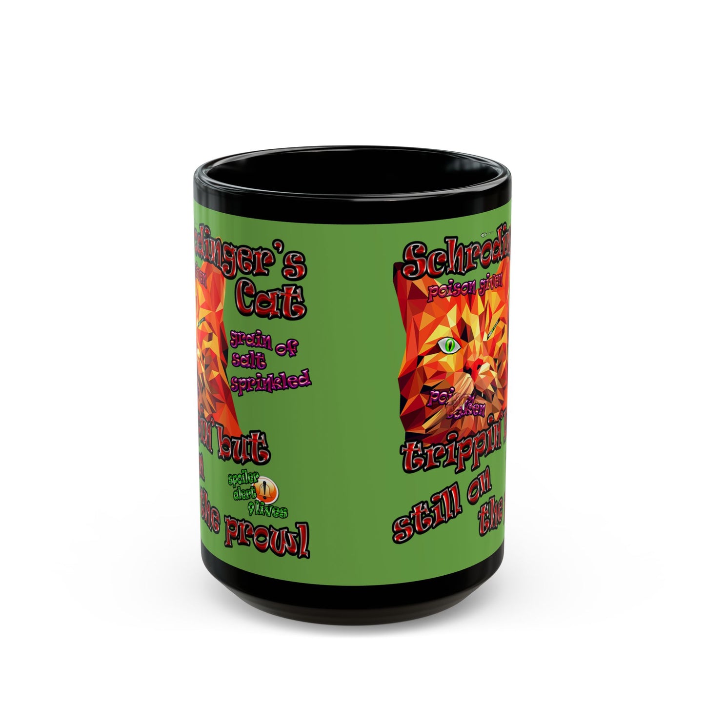 schrodinger's cat - Black Mug (green)