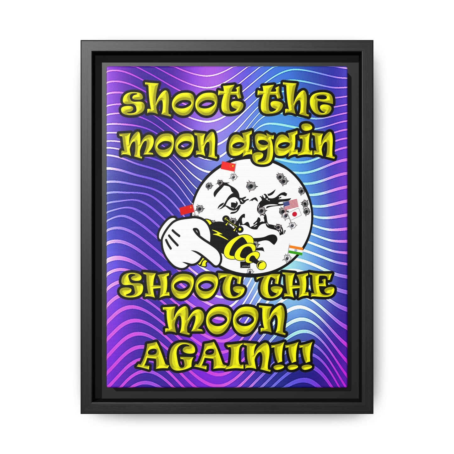 shoot the moon again - framed canvas art (purple wave)