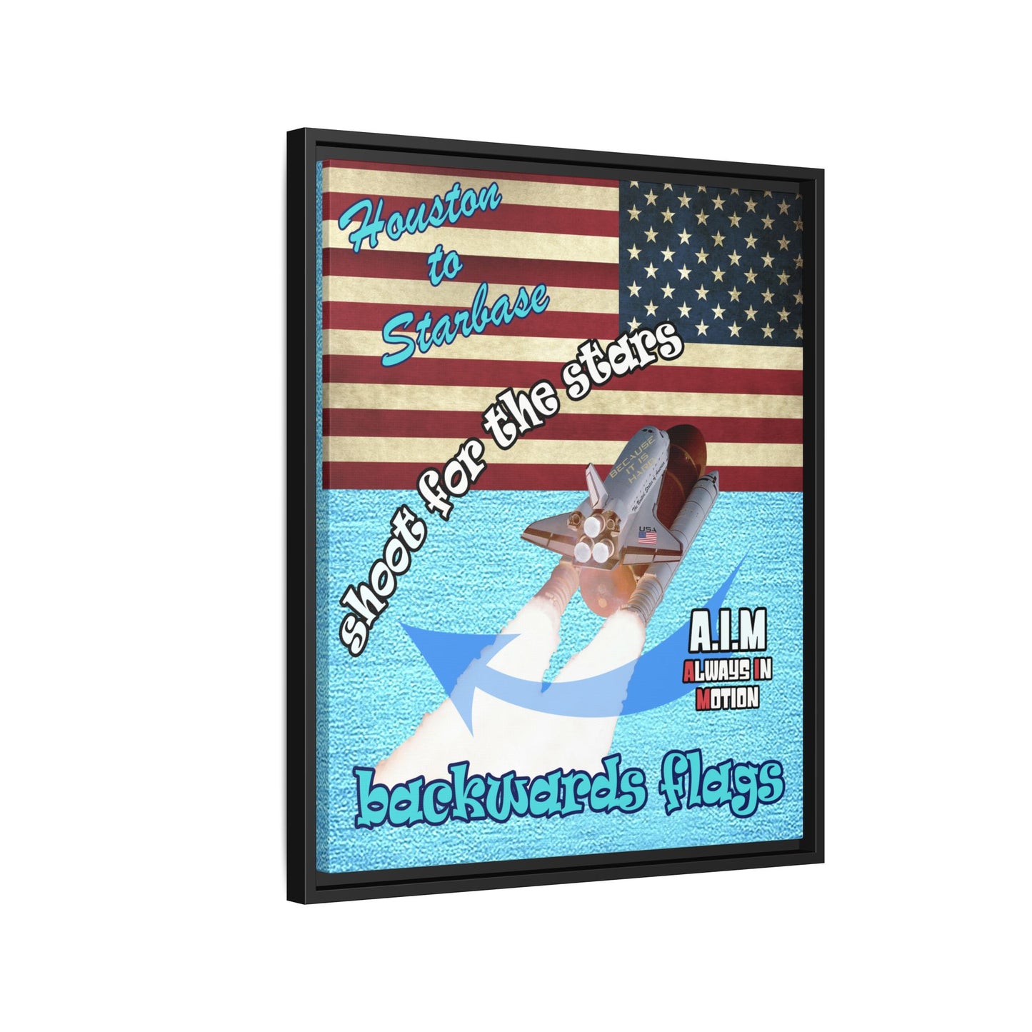 shoot for the stars - framed canvas art (faded blue)