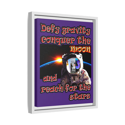 defy conquer reach - framed canvas art (purple)
