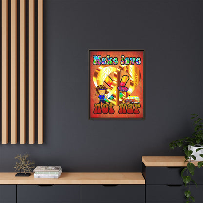 love peace - framed canvas art (burnt orange)