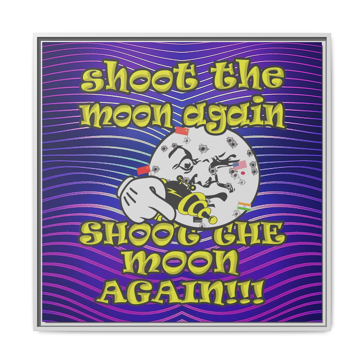 shoot the moon again - framed canvas art (purple wave)