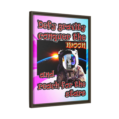 defy conquer reach - framed canvas art (light blue-pink wave)