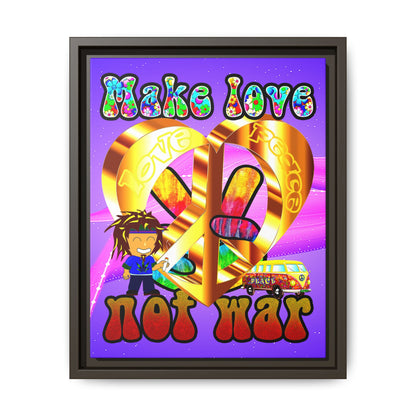 love peace - framed canvas art (purple-pink wave)
