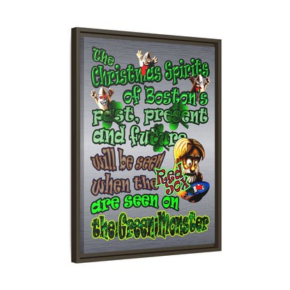 christmas spirits of boston - framed canvas art (brushed nickel)