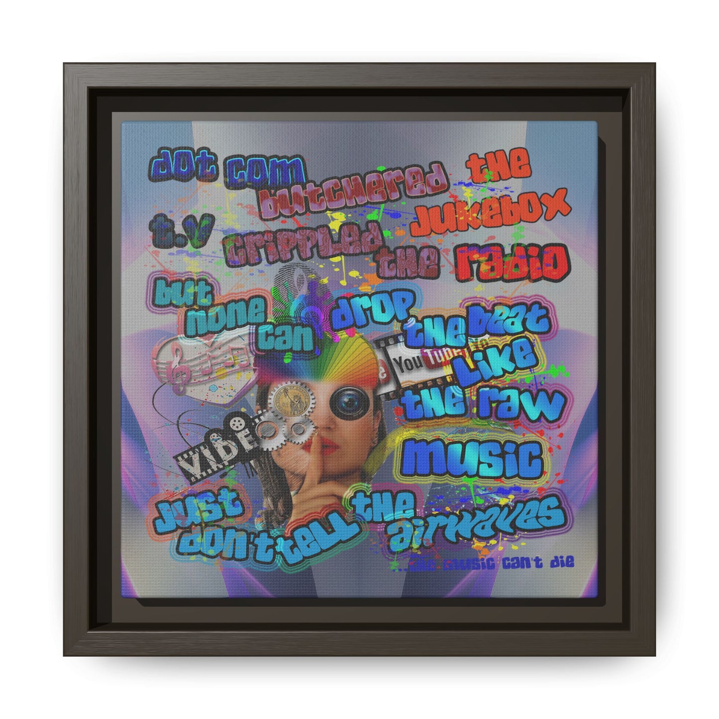 drop the beat - framed canvas art (grey-pink wave)