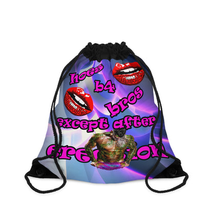 hoes b4 bros - Drawstring Bag (grey-pink wave)