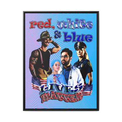 rw&b lives matter - framed canvas art (light blue-purple wave)