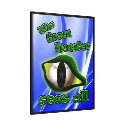 green monster - framed canvas art (blue-white wave)