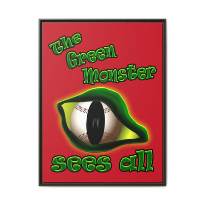 green monster - framed canvas art (dark red)
