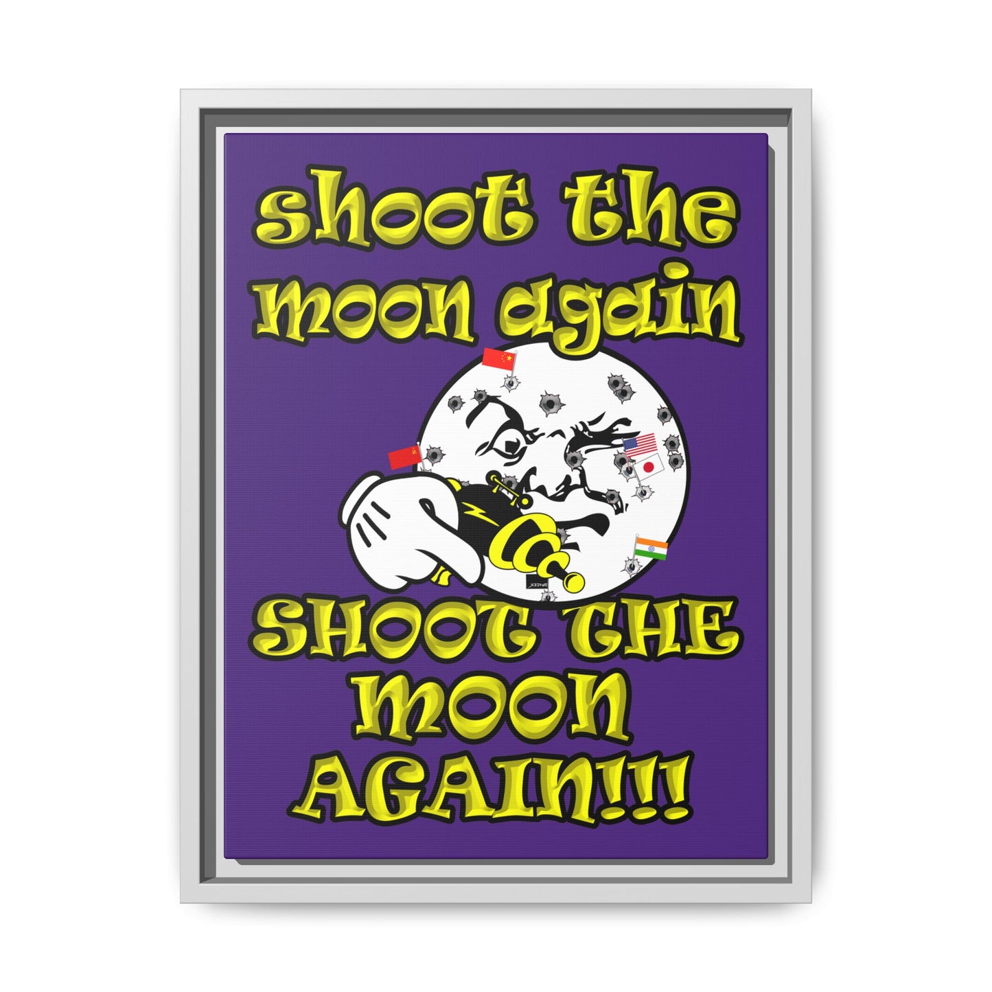 shoot the moon again - framed canvas art (purple)
