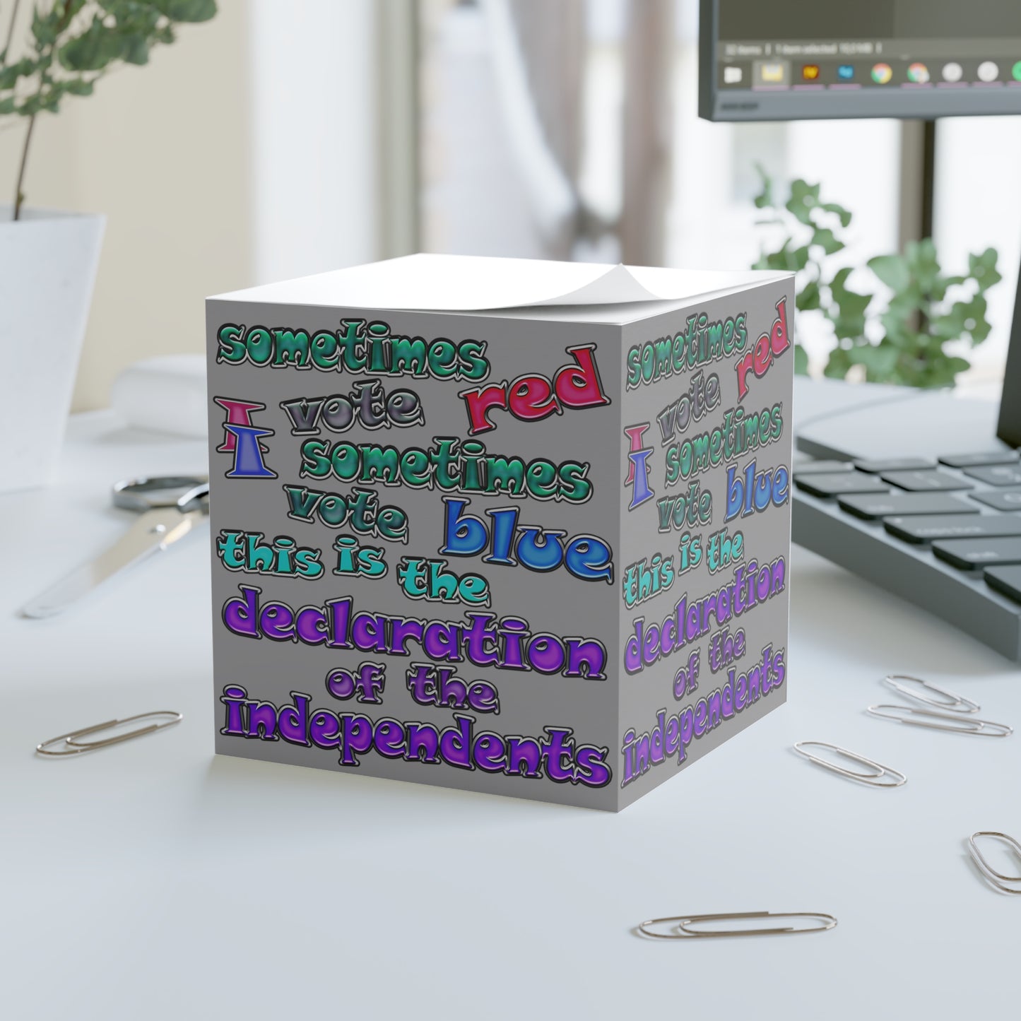 declaration of the independents - note cube (grey)