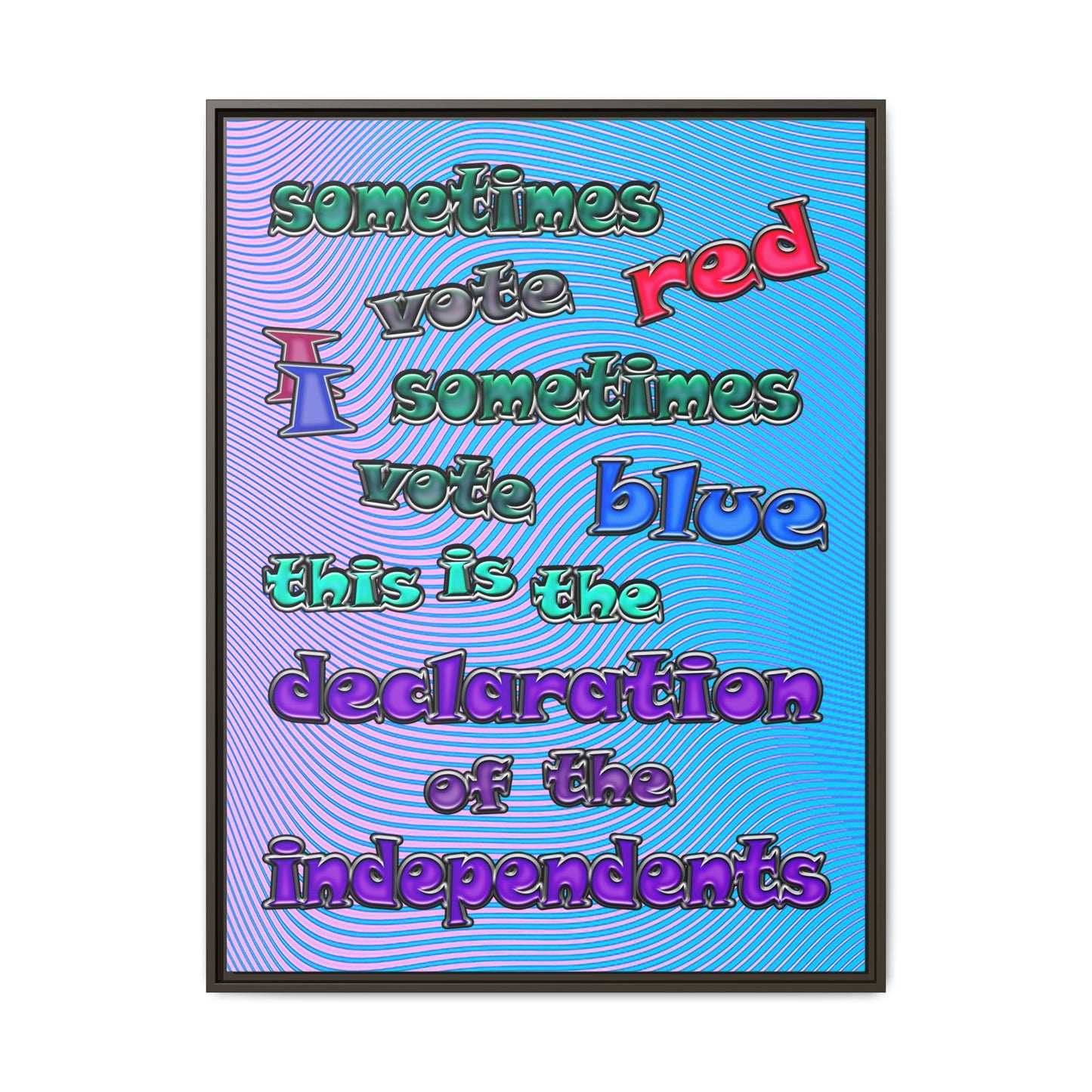 declaration of the independents - framed canvas art (light blue-purple wave)