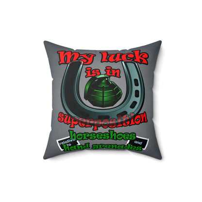 my luck - Spun Polyester Square Pillow - (grey-light grey)
